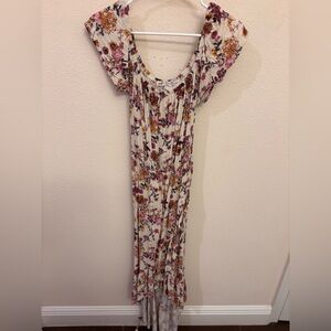 Jolt Floral Print Maxi Dress - Pink and Cream
